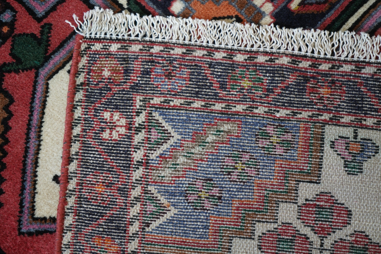 Persian Hamadan Red Wool Geometric Rug | Handmade | 152 x 107 cm