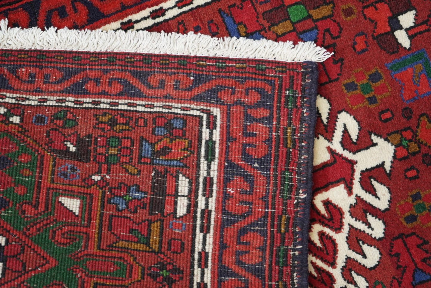 Vintage Persian Ahar Red Wool Geometric Runner Rug | Handmade | 200 x 72 cm
