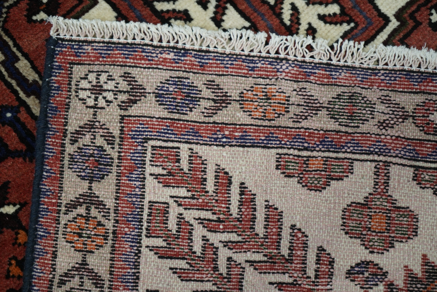 Persian Hamadan Red Wool Geometric Rug | Handmade | 147 x 106 cm
