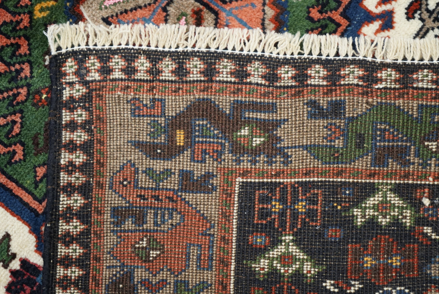 Handmade Vintage Oriental Runner Rug 380 x 110 cm Wool Hallway Carpet