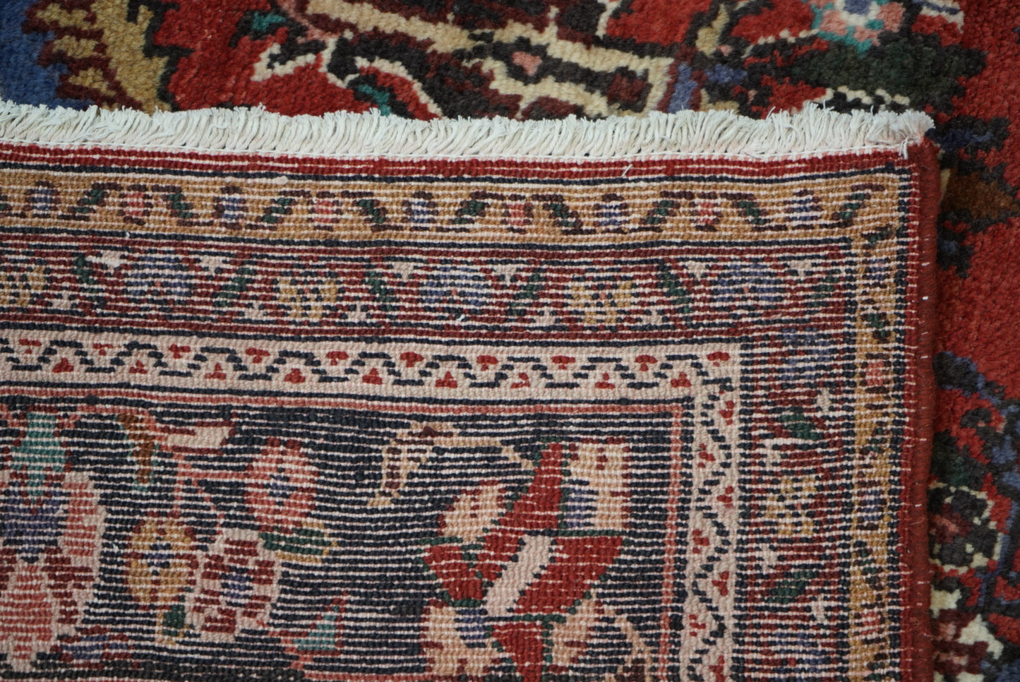 Vintage Persian Bibikabad Red Wool Floral Medallion Rug | Handmade | 295 x 212 cm