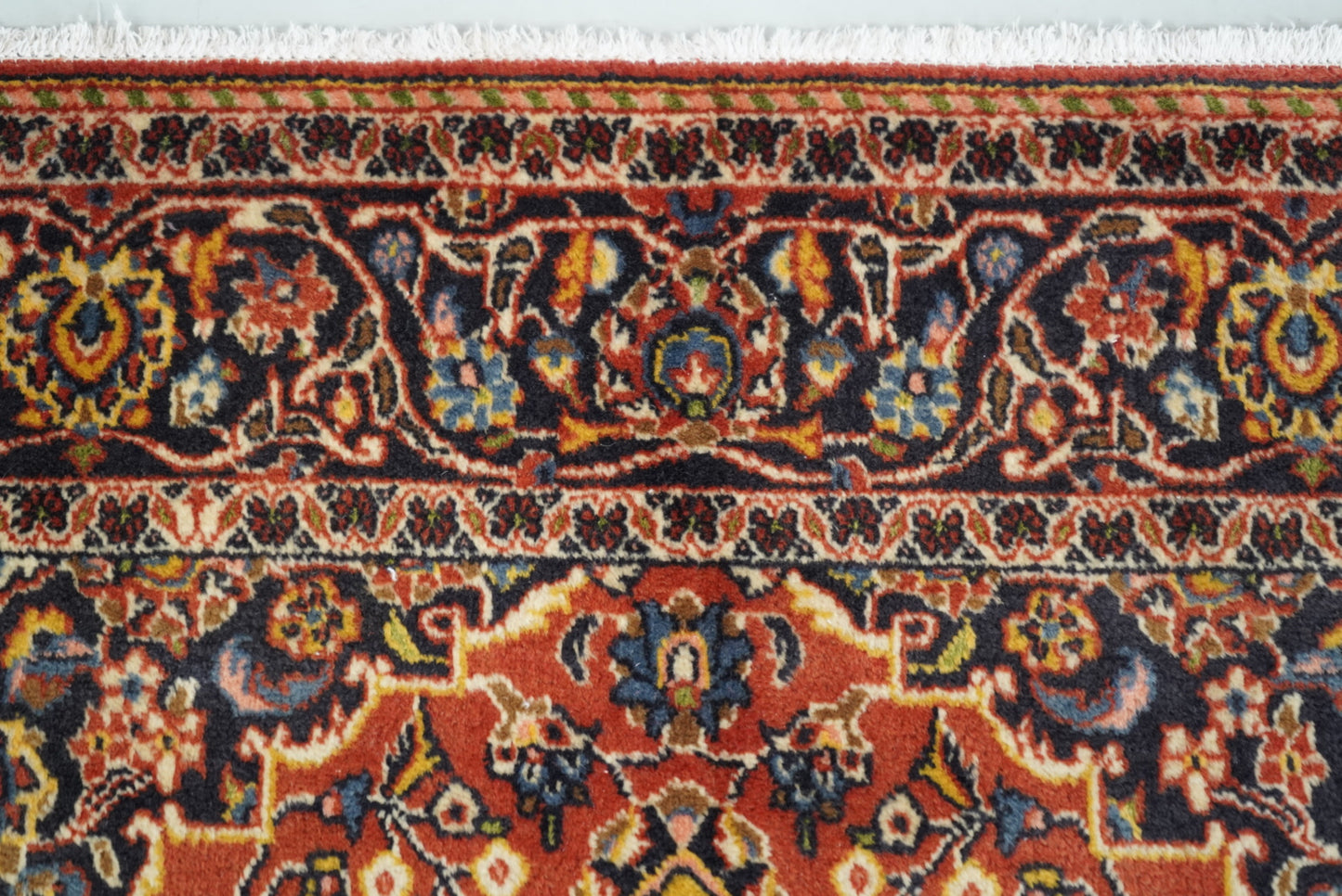 Vintage Persian Kashan Red Wool Floral Medallion Rug | Handmade | 200 x 134 cm