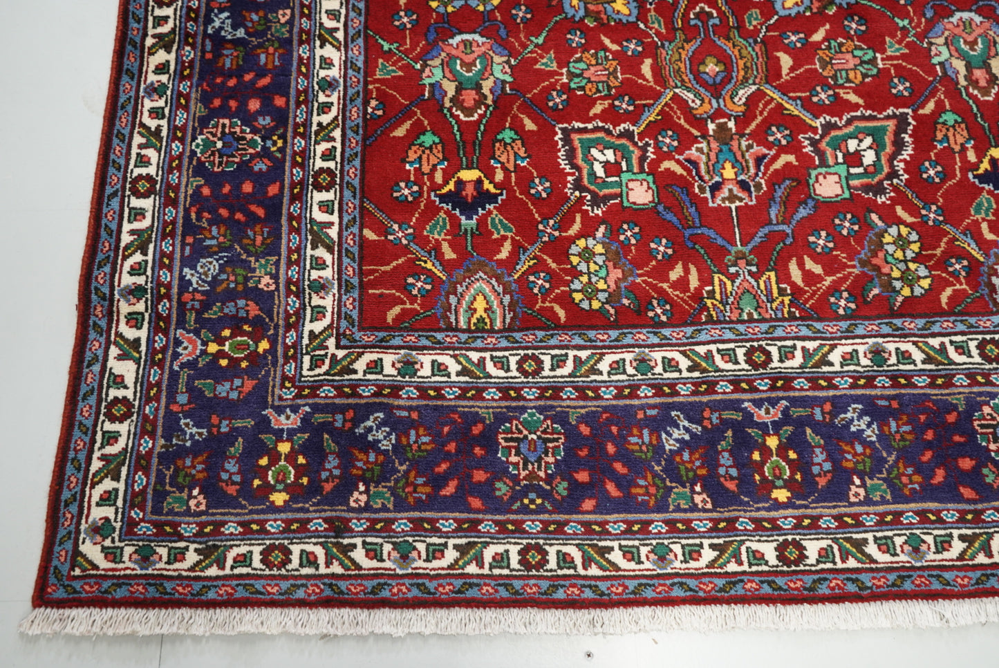 Vintage Handmade Wool Oriental Rug Large Red Floral Carpet 297 x 209 cm