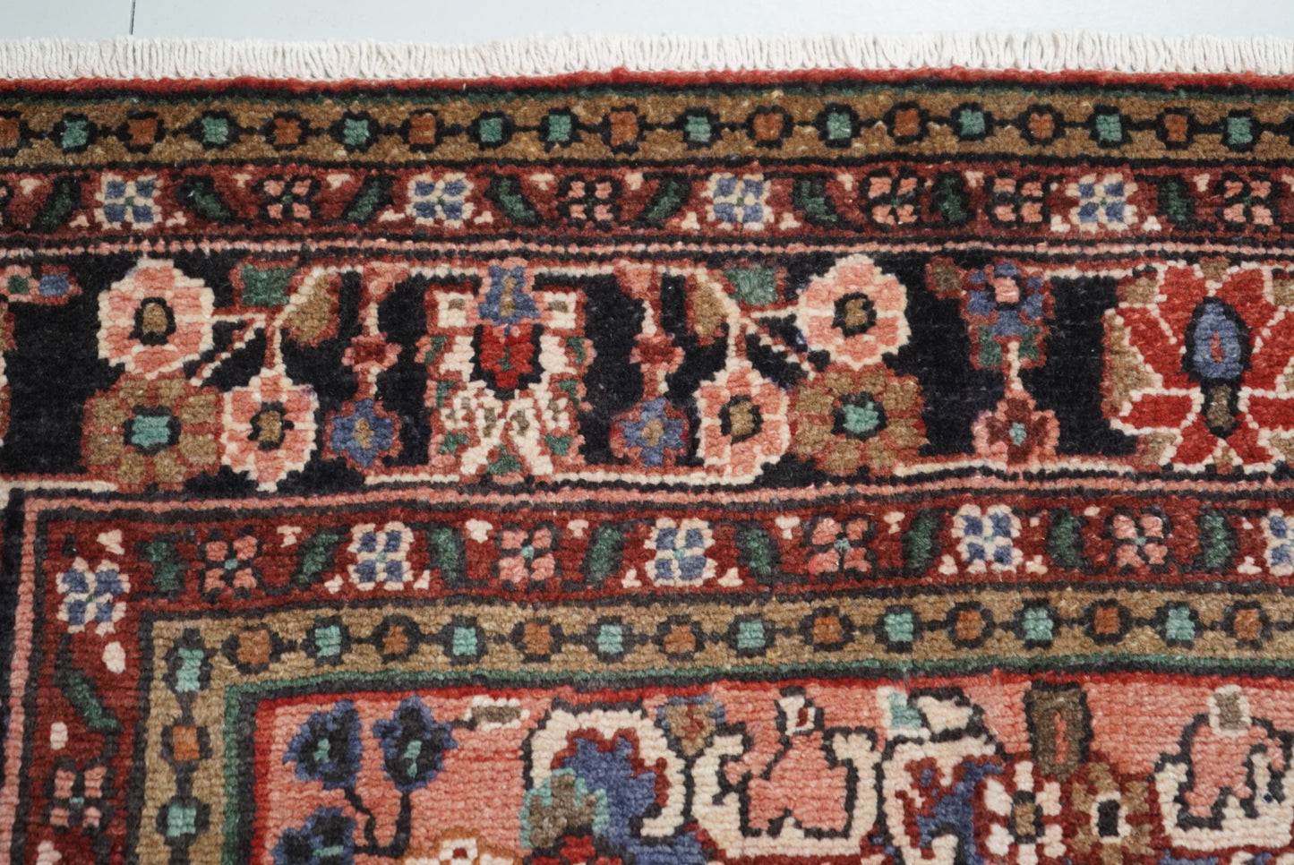Vintage Persian Bibikabad Red Wool Floral Medallion Rug | Handmade | 295 x 217 cm