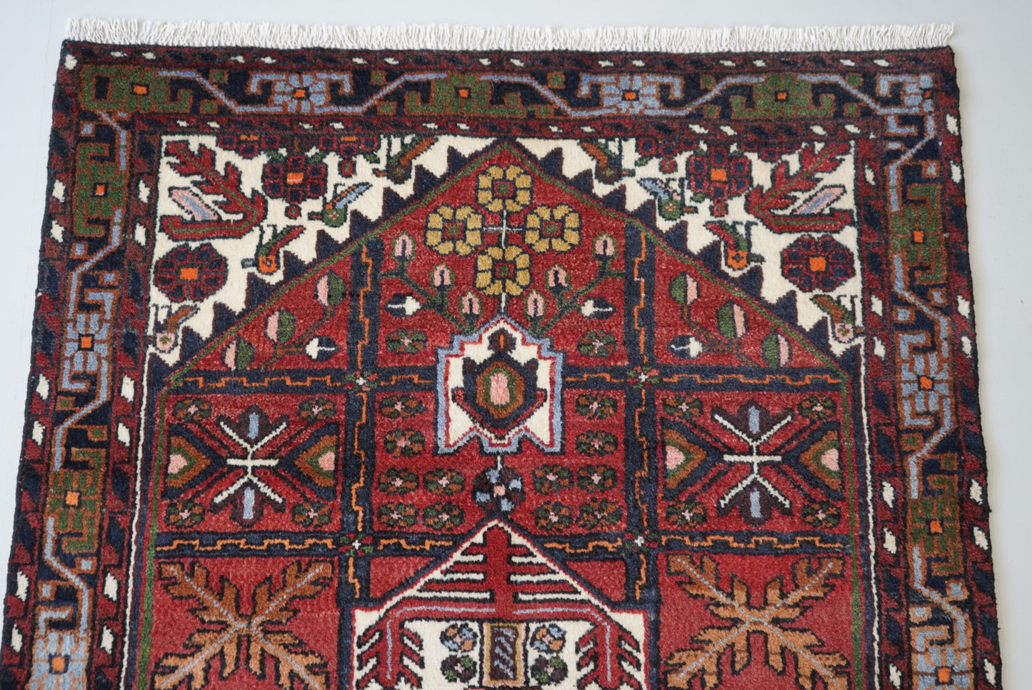 Persian Hamadan Red Wool Geometric Rug | Handmade | 146 x 104 cm