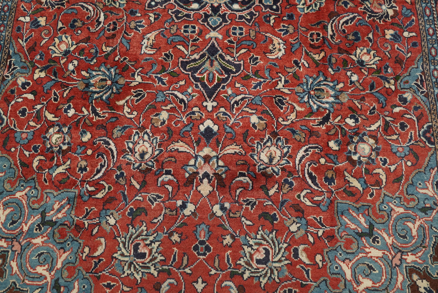 Vintage Persian Mahal Red Wool Floral Medallion Rug | Handmade | 318 x 214 cm
