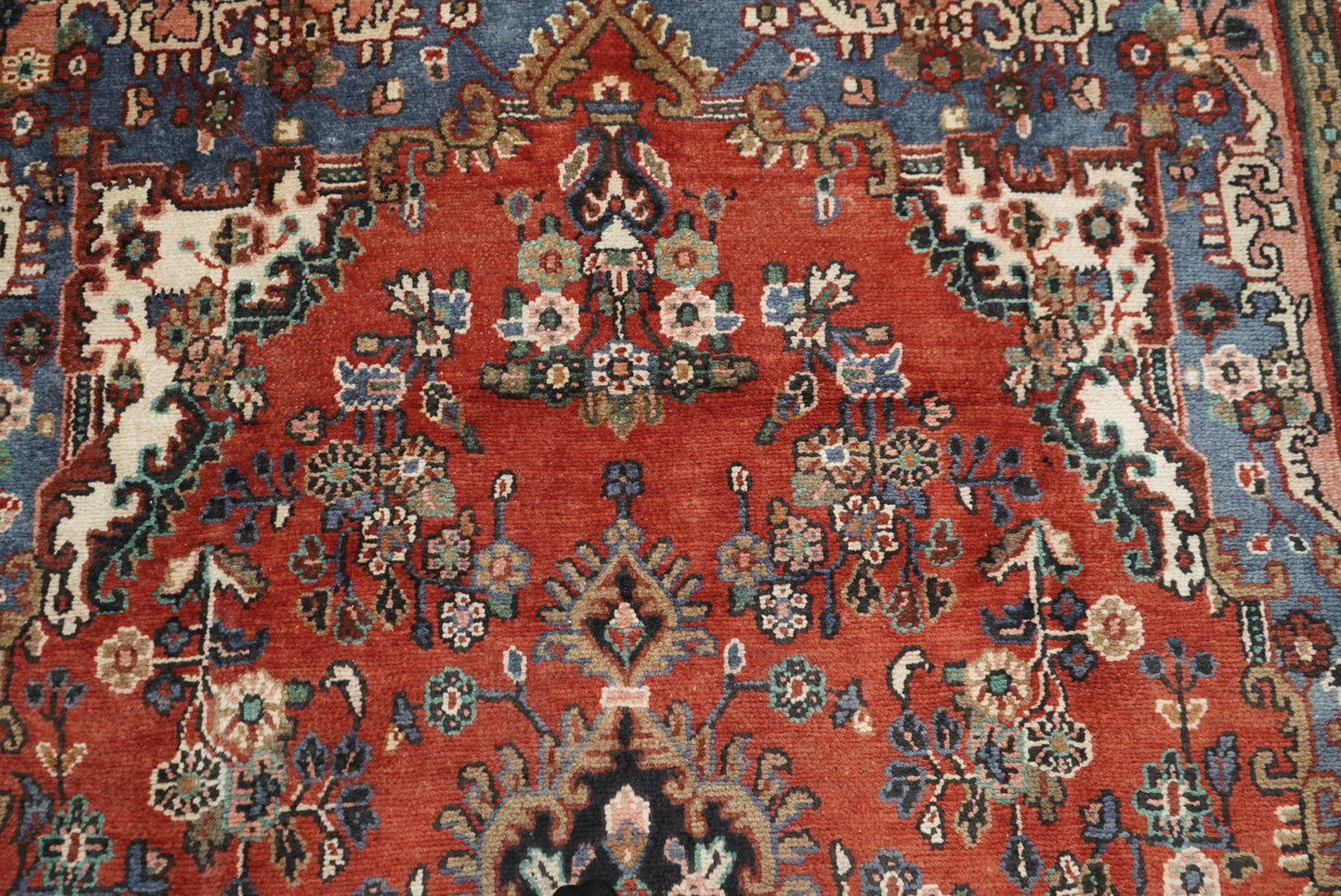 Vintage Persian Bibikabad Red Wool Floral Medallion Rug | Handmade | 295 x 217 cm