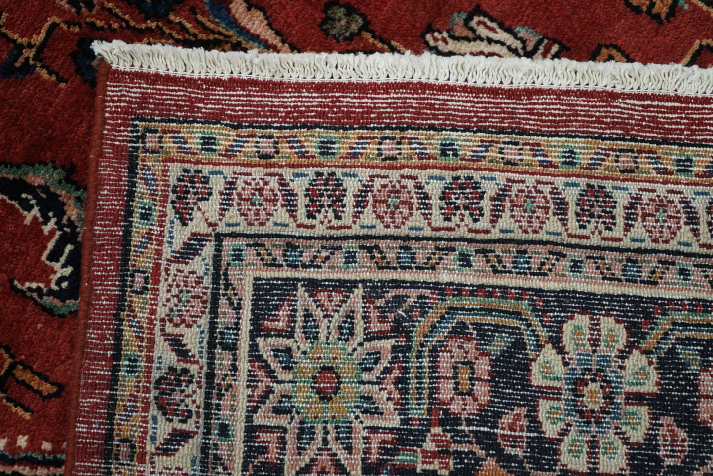 Vintage Persian Bibikabad Red Wool Floral Medallion Rug | Handmade | 333 x 217 cm