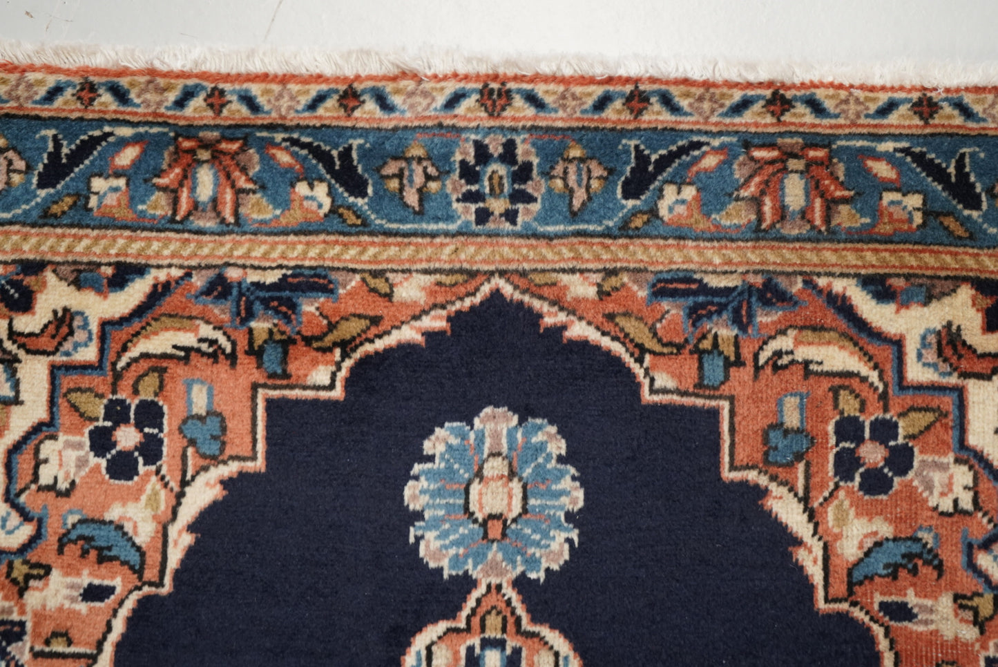 Vintage Persian Kashan Navy Wool Rug | Handmade | 123 x 74 cm
