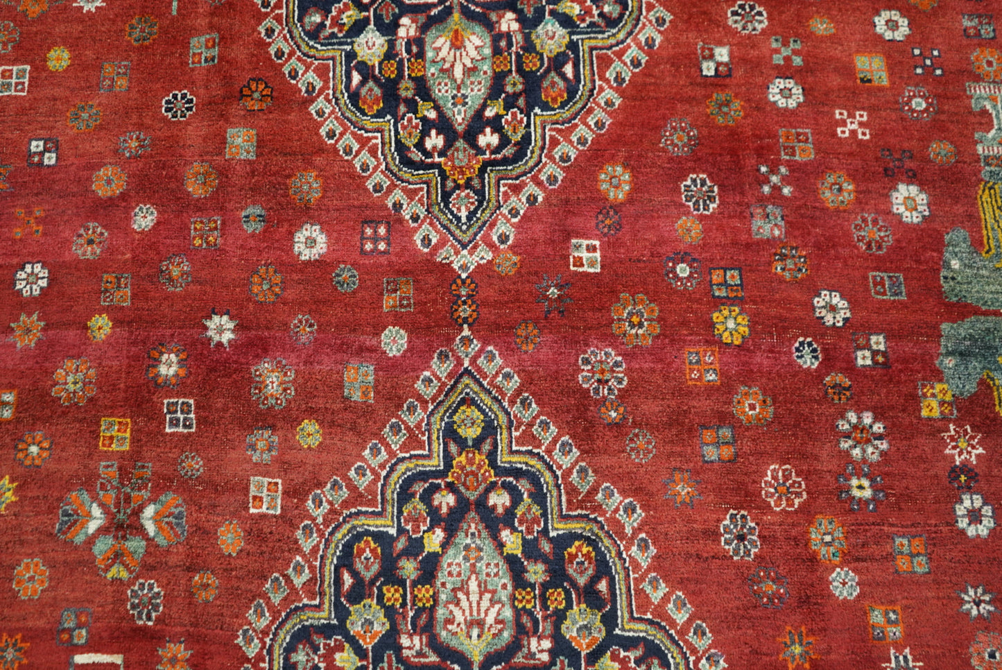 Vintage Persian Shiraz Red Wool Rug | Handmade | 302 x 211 cm