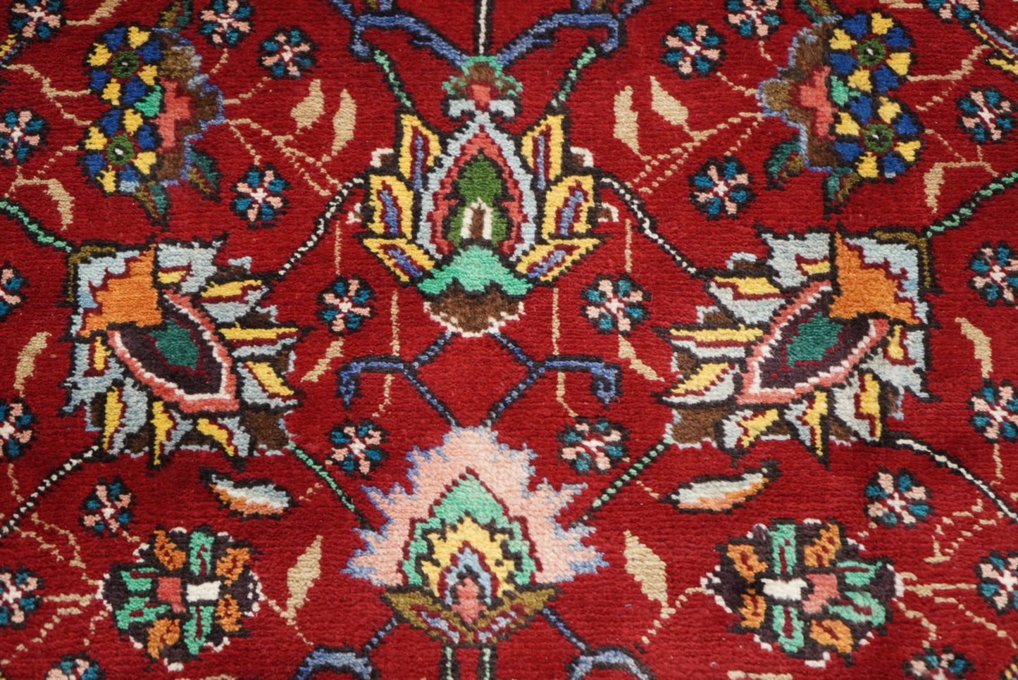 Vintage Handmade Wool Oriental Rug Large Red Floral Carpet 297 x 209 cm
