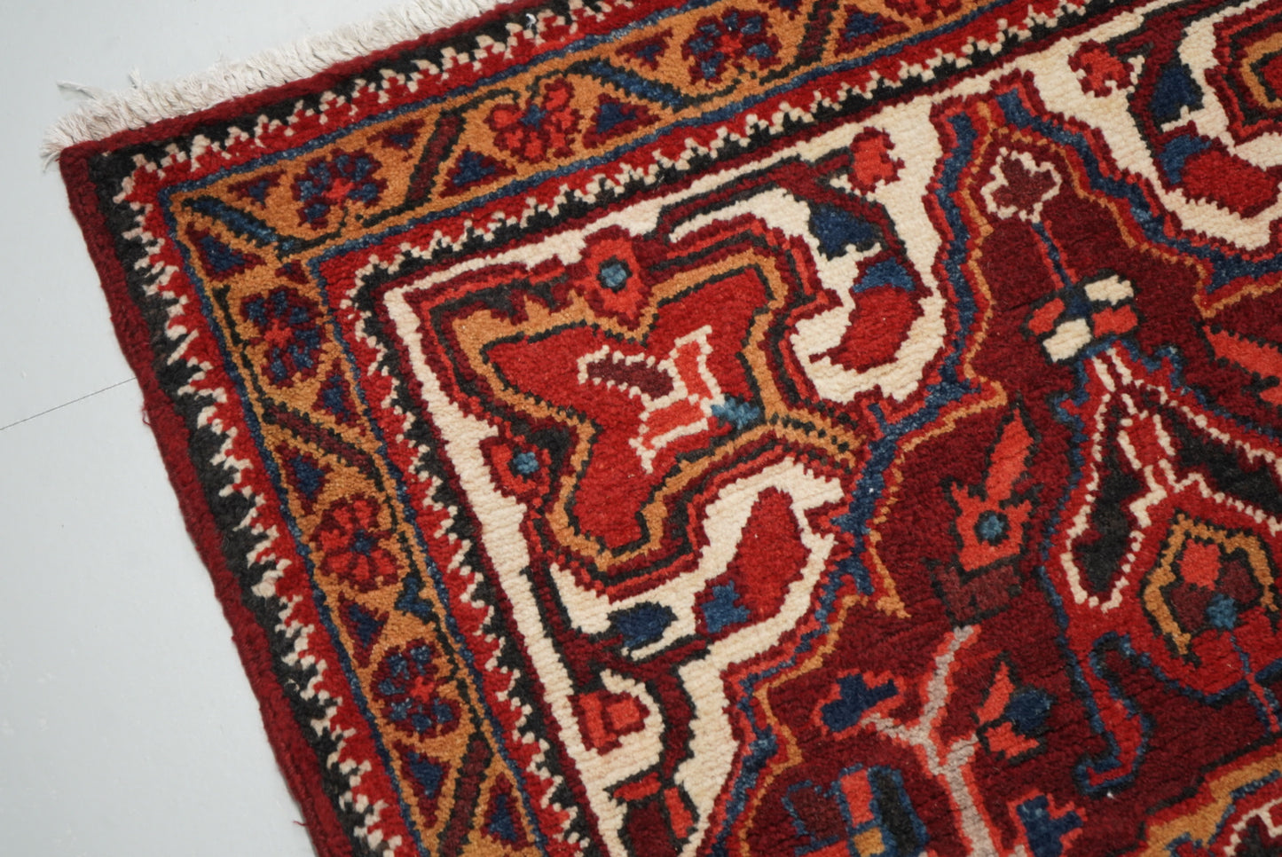 Handmade Vintage Wool Runner Rug Traditional Medallion Hallway Carpet 208 x 86 cm