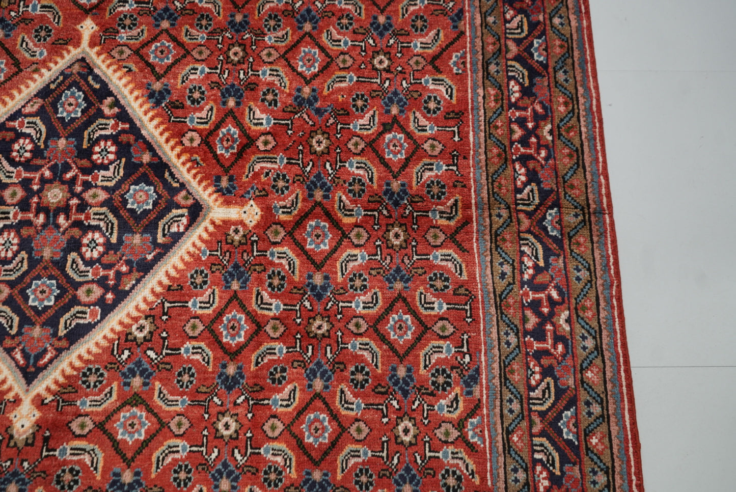 Vintage Persian Mahal Red Wool Floral Medallion Rug | Handmade | 300 x 207 cm