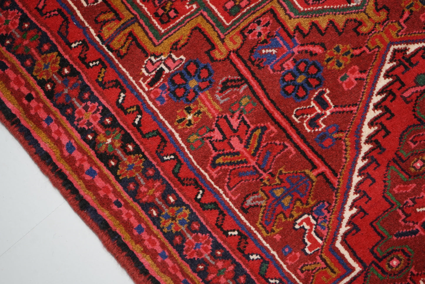 Vintage Persian Ahar Red Wool Runner Rug | Handmade | 197 x 93 cm