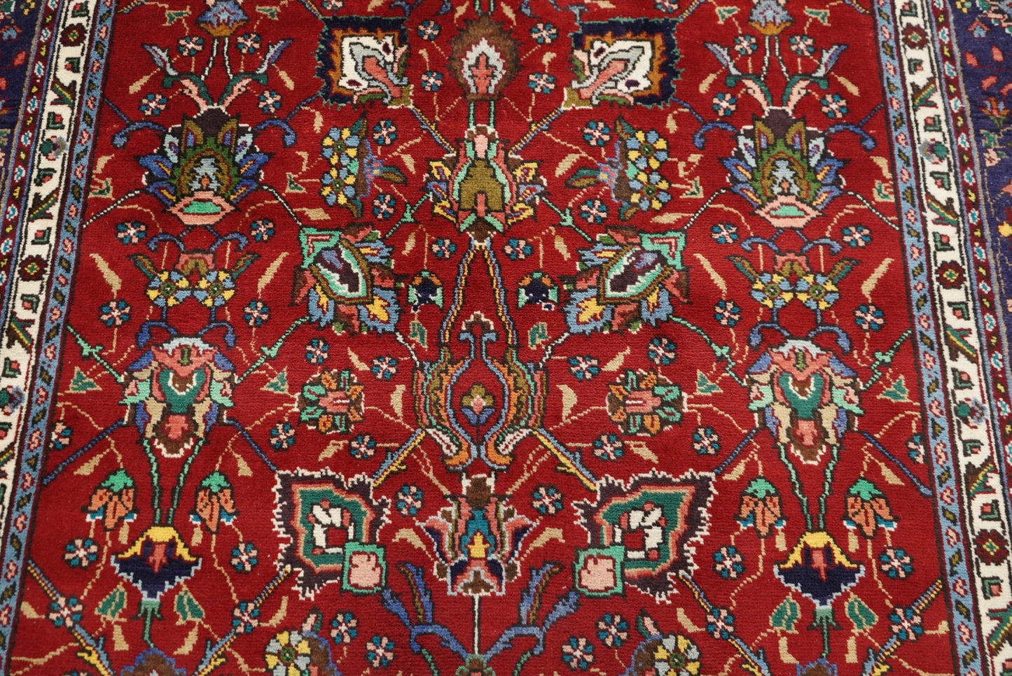 Vintage Handmade Wool Oriental Rug Large Red Floral Carpet 297 x 209 cm