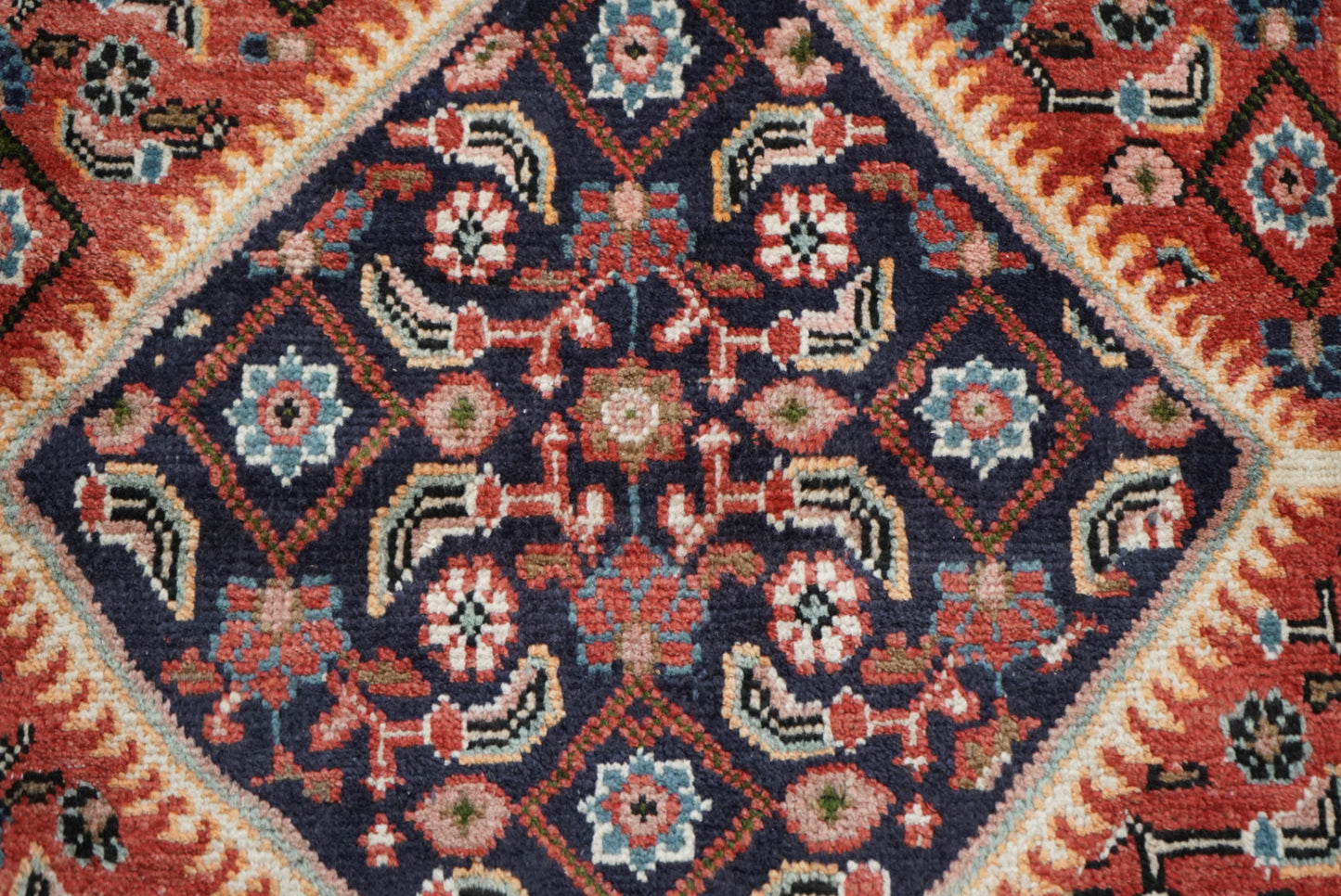 Vintage Persian Mahal Red Wool Floral Medallion Rug | Handmade | 300 x 207 cm
