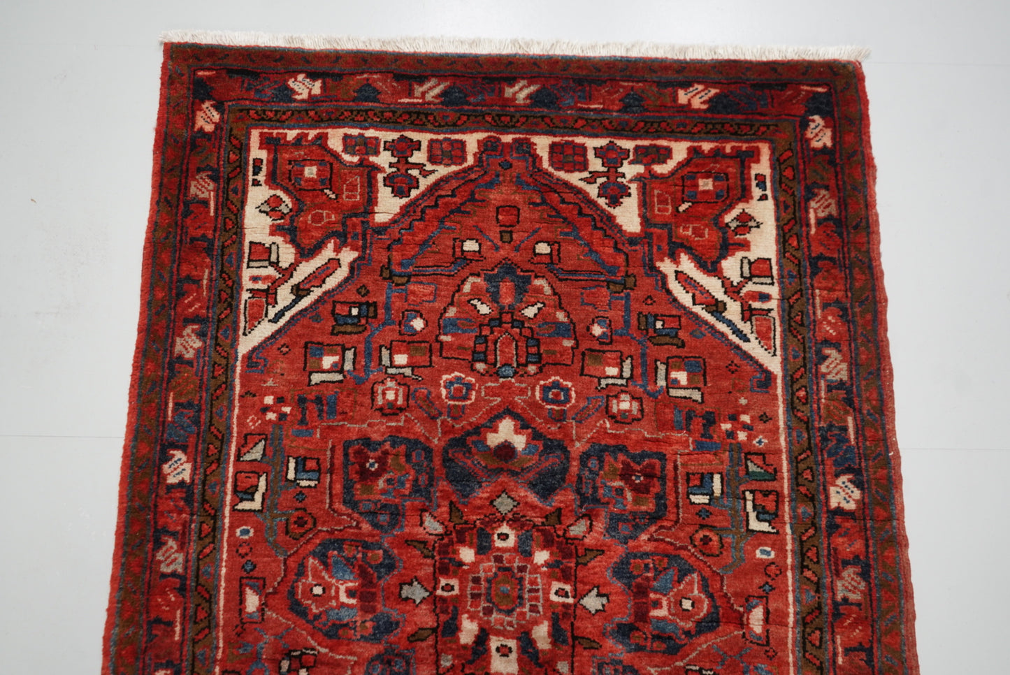 Vintage Persian Ahar Red Wool Runner Rug | Handmade | 340 x 110 cm