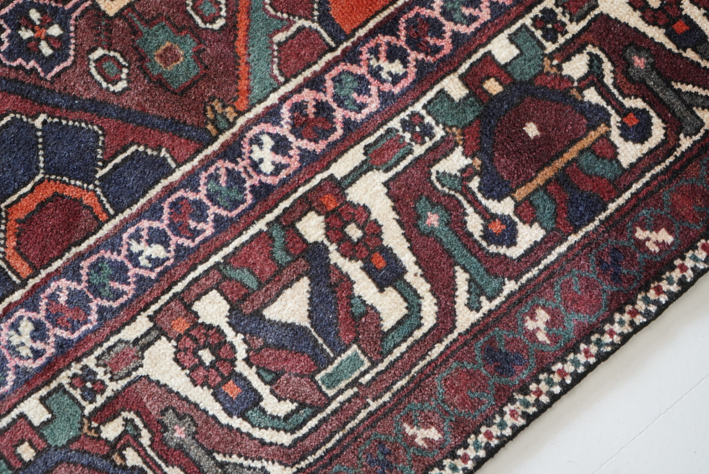 Vintage Persian Bakhtiari Red Wool Garden Design Rug | Handmade | 206 x 162 cm