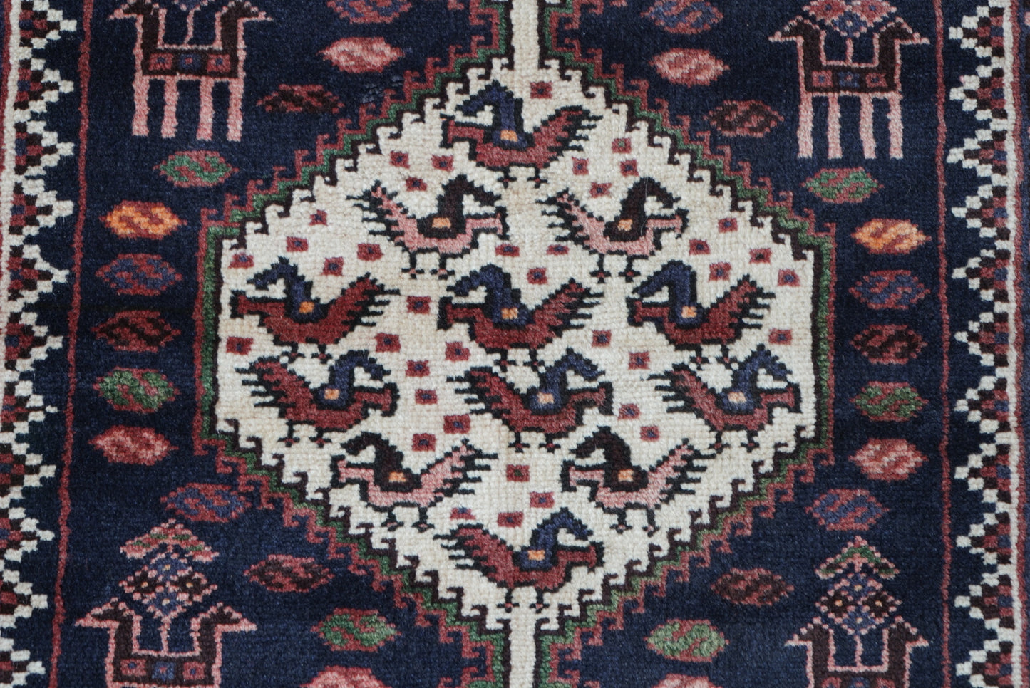 Persian Hamadan Navy Wool Geometric Rug | Handmade | 148 x 101 cm