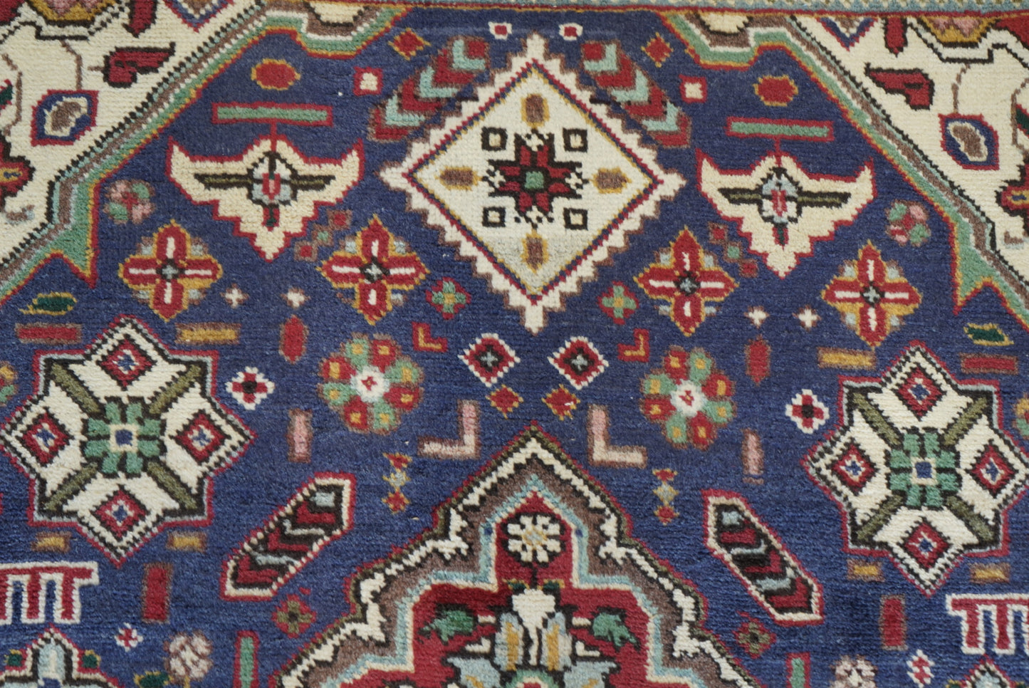 Vintage Persian Tabriz Navy Wool Floral Medallion Rug | Handmade | 296 x 209 cm
