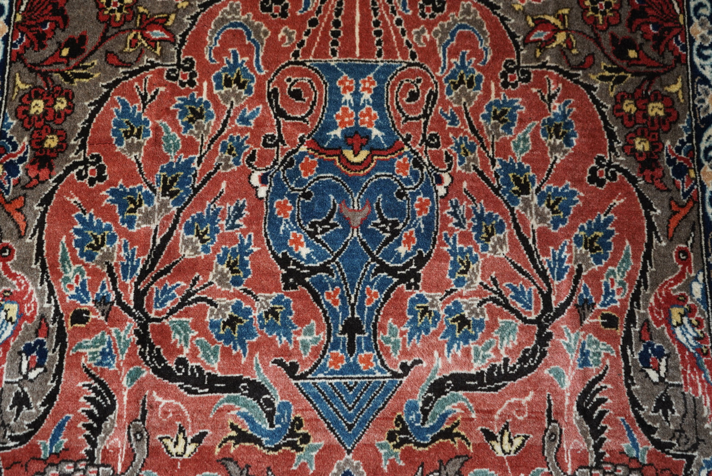 Vintage Persian Isfahan Red Wool Tree of Life Rug | Handmade | 252 x 150 cm