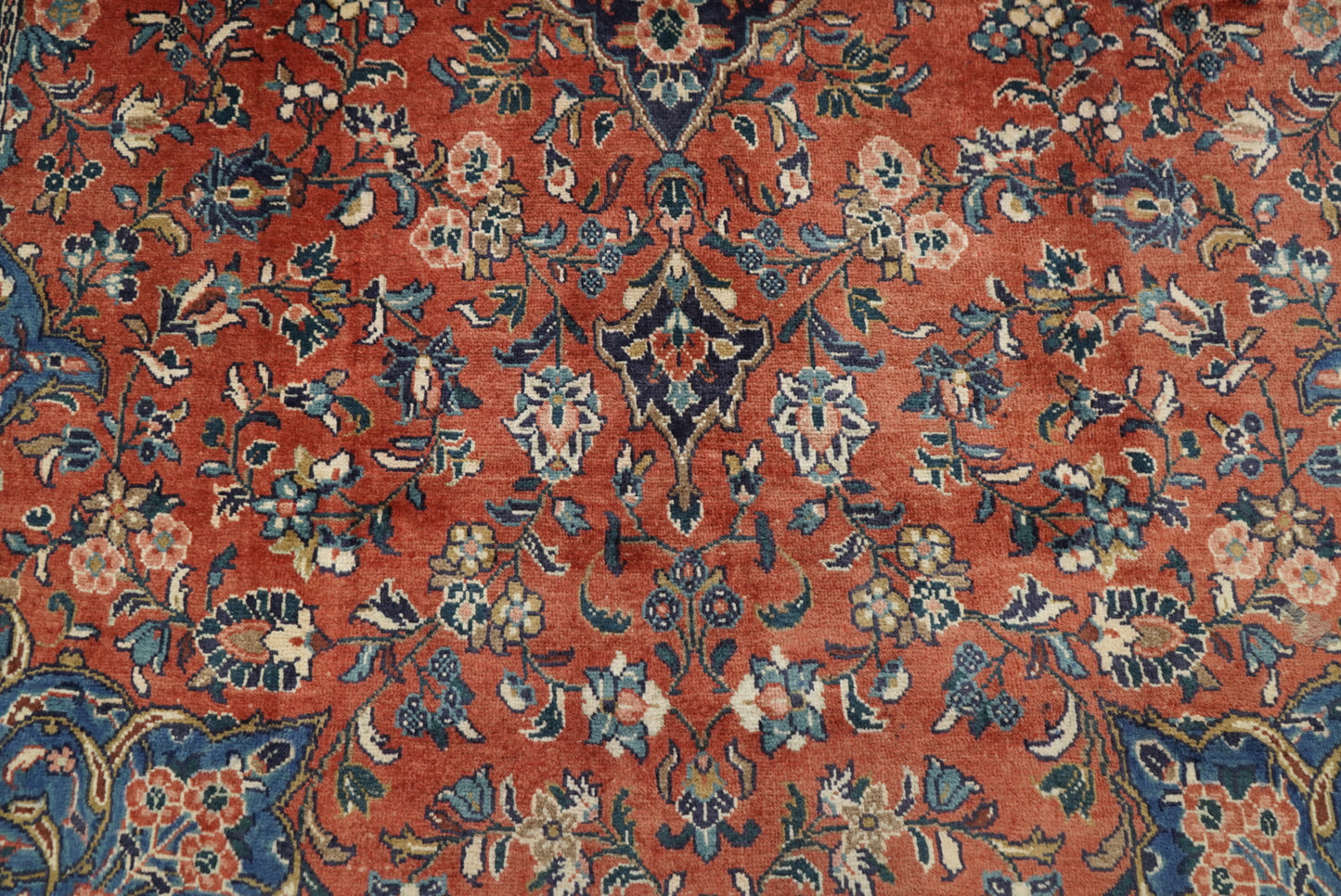Vintage Persian Mahal Red Wool Floral Medallion Rug | Handmade | 324 x 218 cm