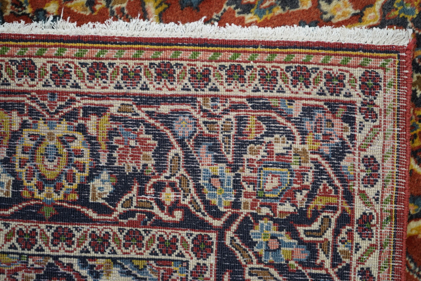 Vintage Persian Kashan Red Wool Floral Medallion Rug | Handmade | 200 x 134 cm