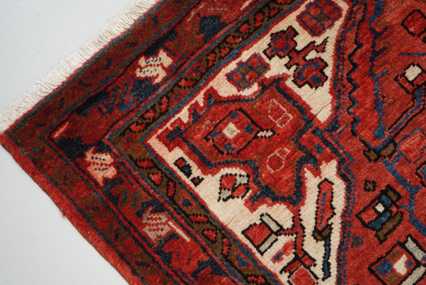 Vintage Persian Ahar Red Wool Runner Rug | Handmade | 340 x 110 cm