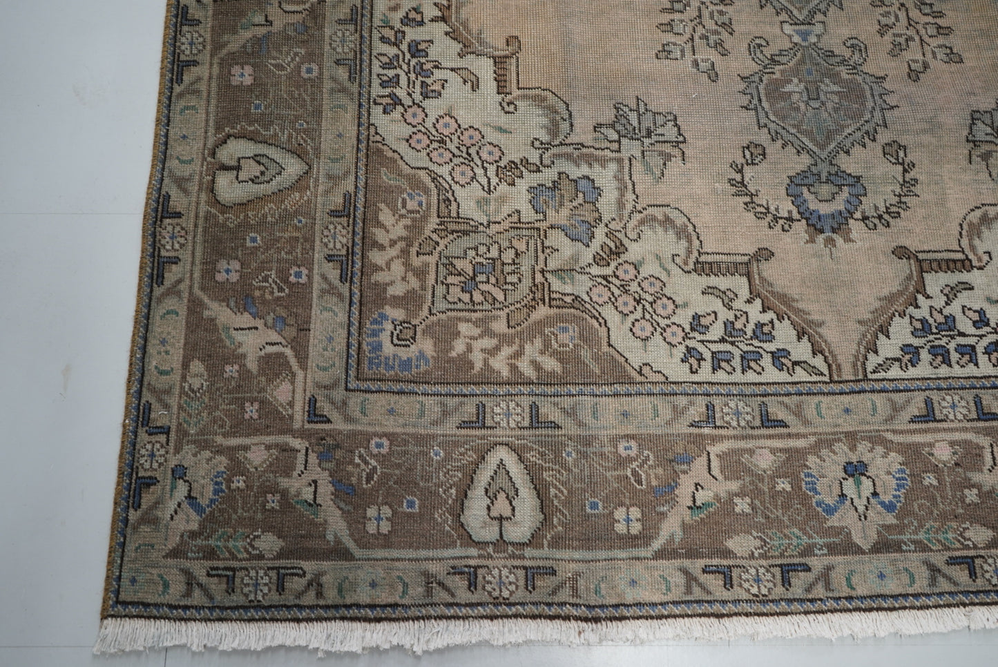 Vintage Persian Tabriz Overdyed Wool Rug | Handmade | 292 x 202 cm