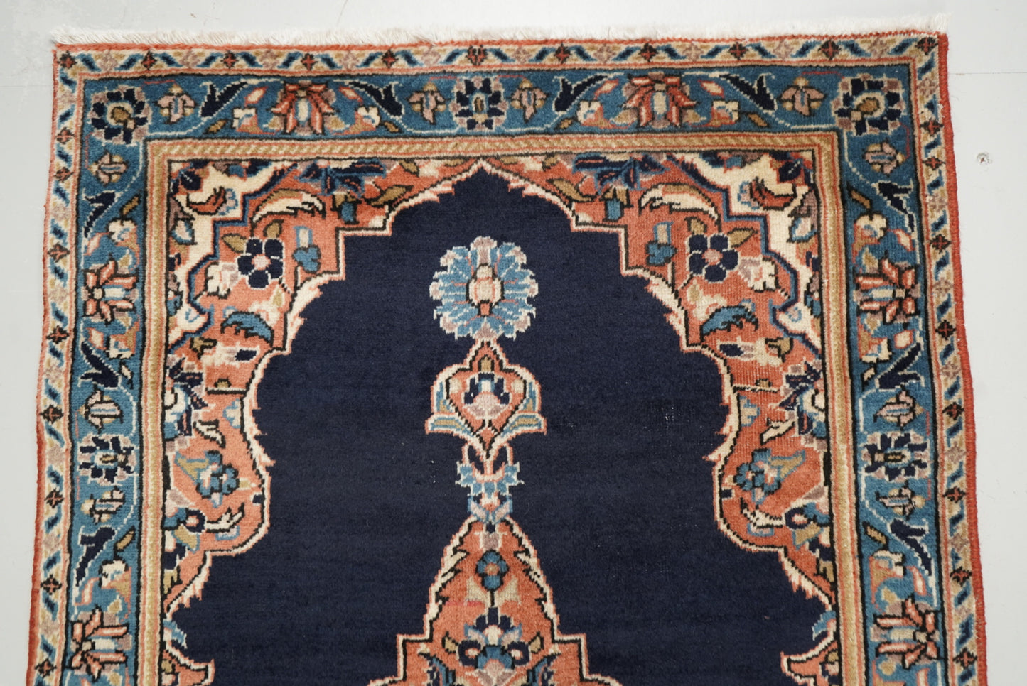 Vintage Persian Kashan Navy Wool Rug | Handmade | 123 x 74 cm