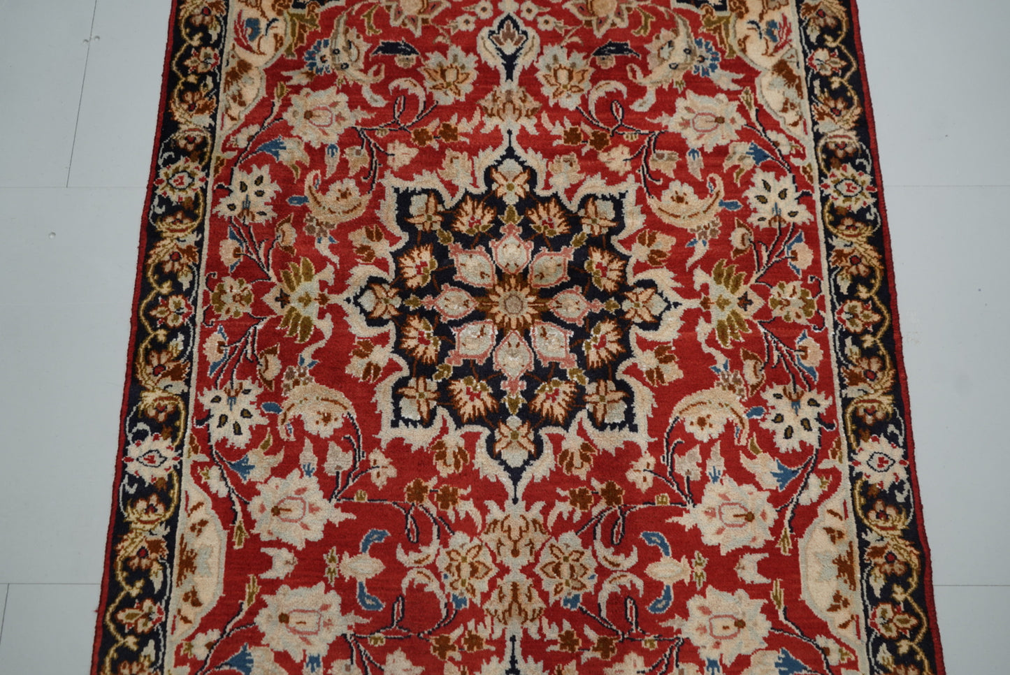 Handmade Vintage Floral Medallion Runner Rug 245 x 115 cm Wool Carpet