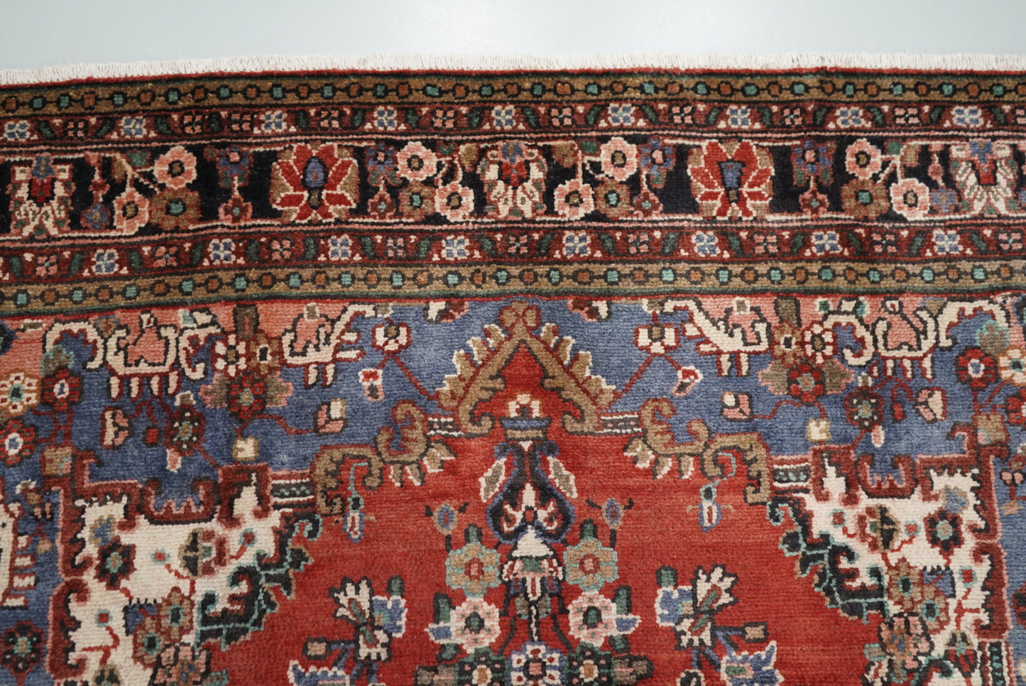 Vintage Persian Bibikabad Red Wool Floral Medallion Rug | Handmade | 295 x 217 cm