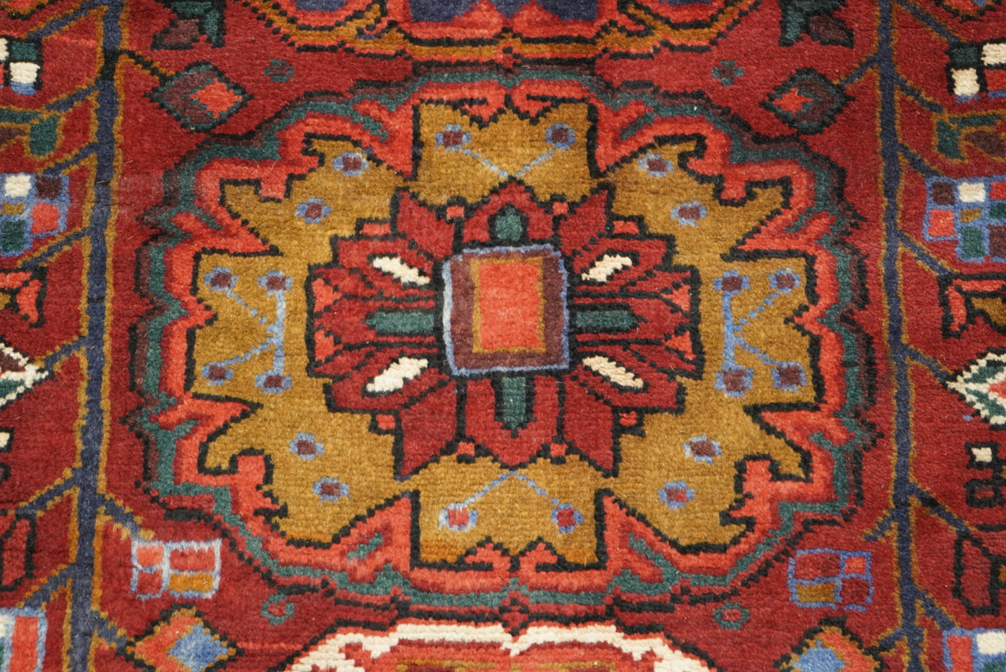 Vintage Persian Ahar Red Wool Geometric Runner Rug | Handmade | 324 x 100 cm