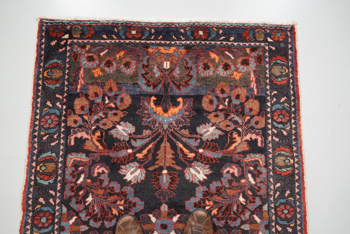 Handmade Vintage Floral Runner Rug 304 x 116 cm Wool Carpet