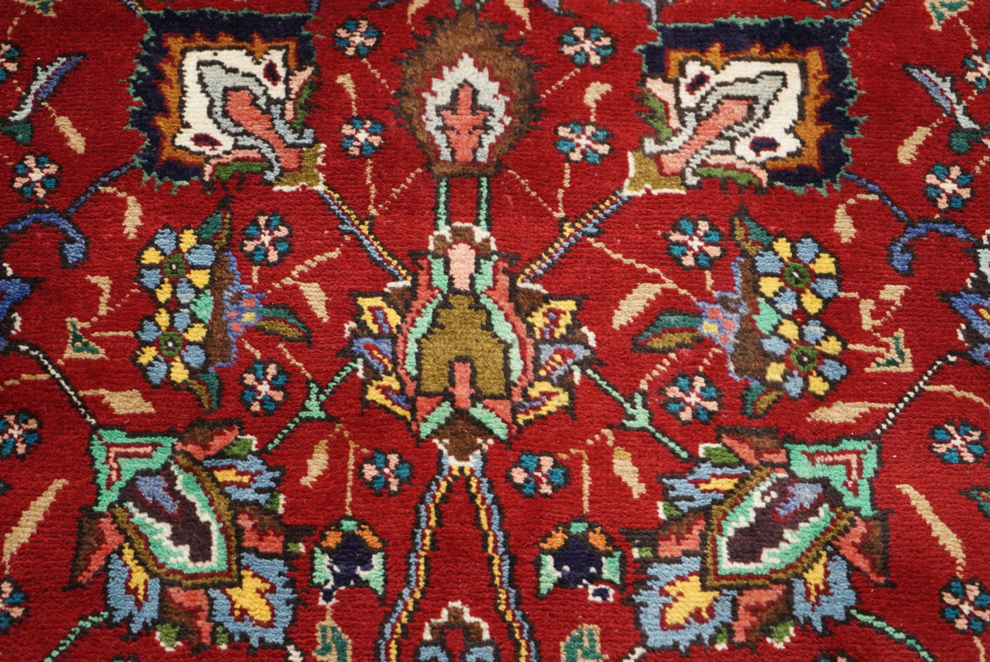 Vintage Handmade Wool Oriental Rug Large Red Floral Carpet 297 x 209 cm