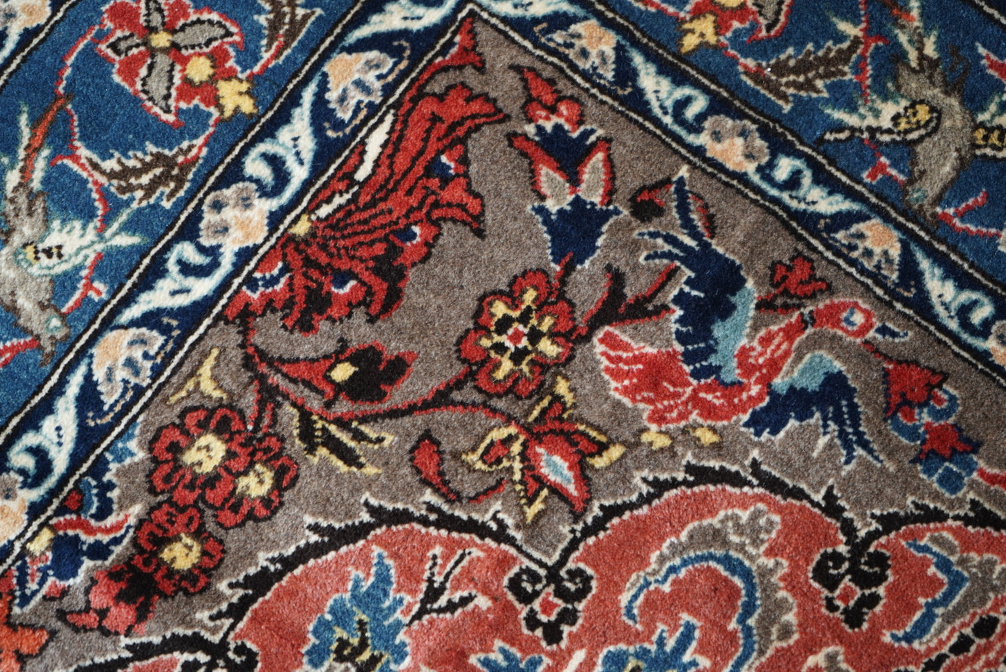 Vintage Persian Isfahan Red Wool Tree of Life Rug | Handmade | 252 x 150 cm