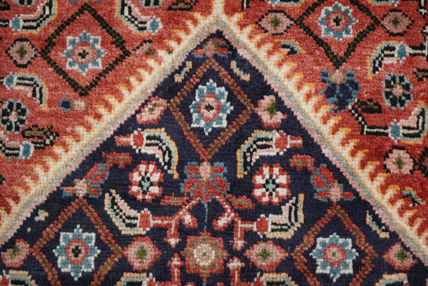 Vintage Persian Mahal Red Wool Floral Medallion Rug | Handmade | 300 x 207 cm