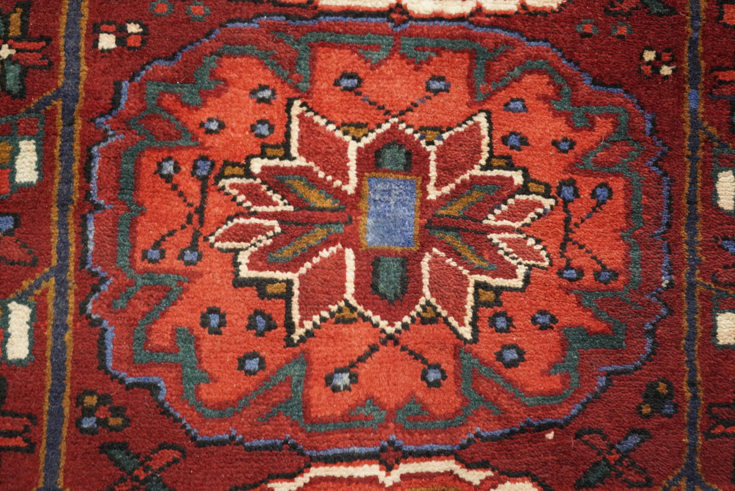 Vintage Persian Ahar Red Wool Geometric Runner Rug | Handmade | 324 x 100 cm