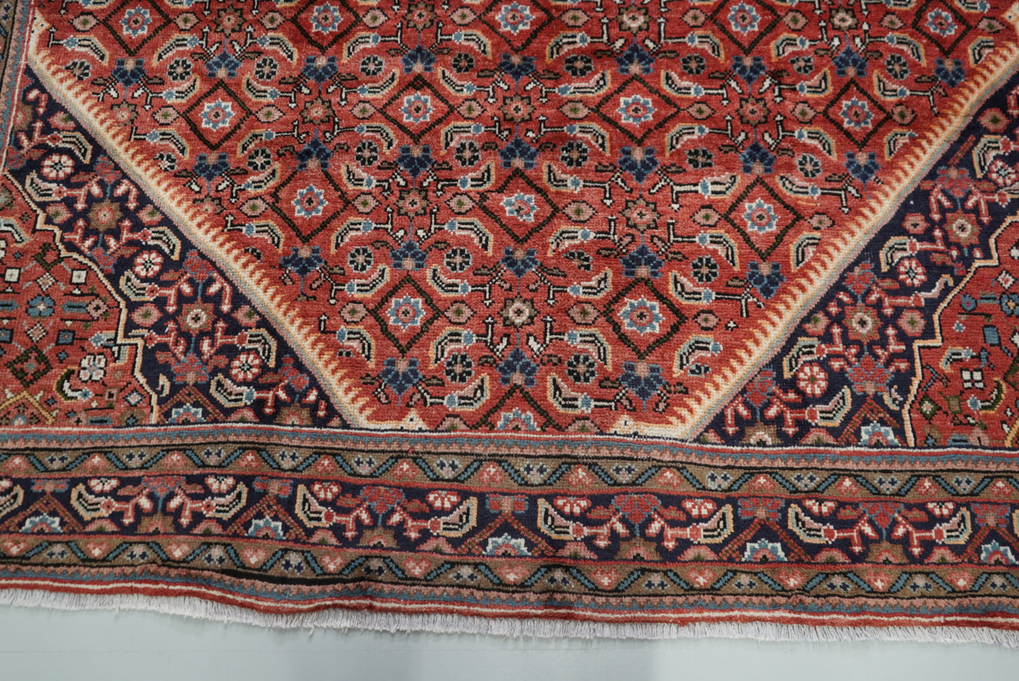 Vintage Persian Mahal Red Wool Floral Medallion Rug | Handmade | 300 x 207 cm