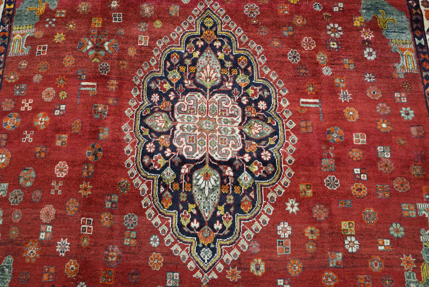 Vintage Persian Shiraz Red Wool Rug | Handmade | 302 x 211 cm