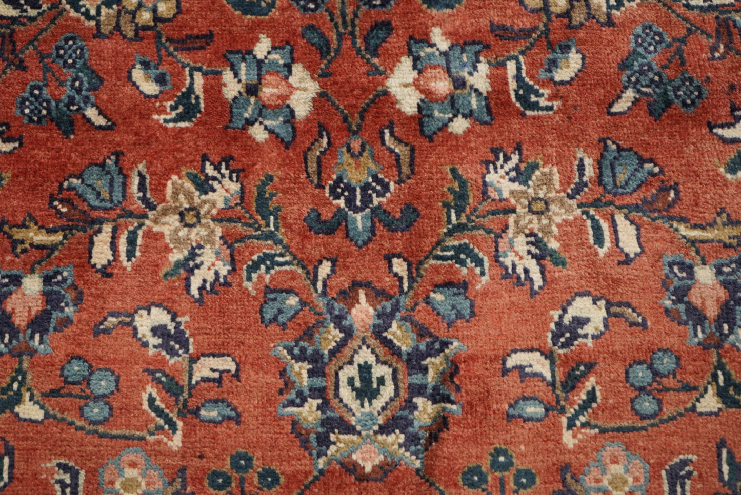 Vintage Persian Mahal Red Wool Floral Medallion Rug | Handmade | 324 x 218 cm