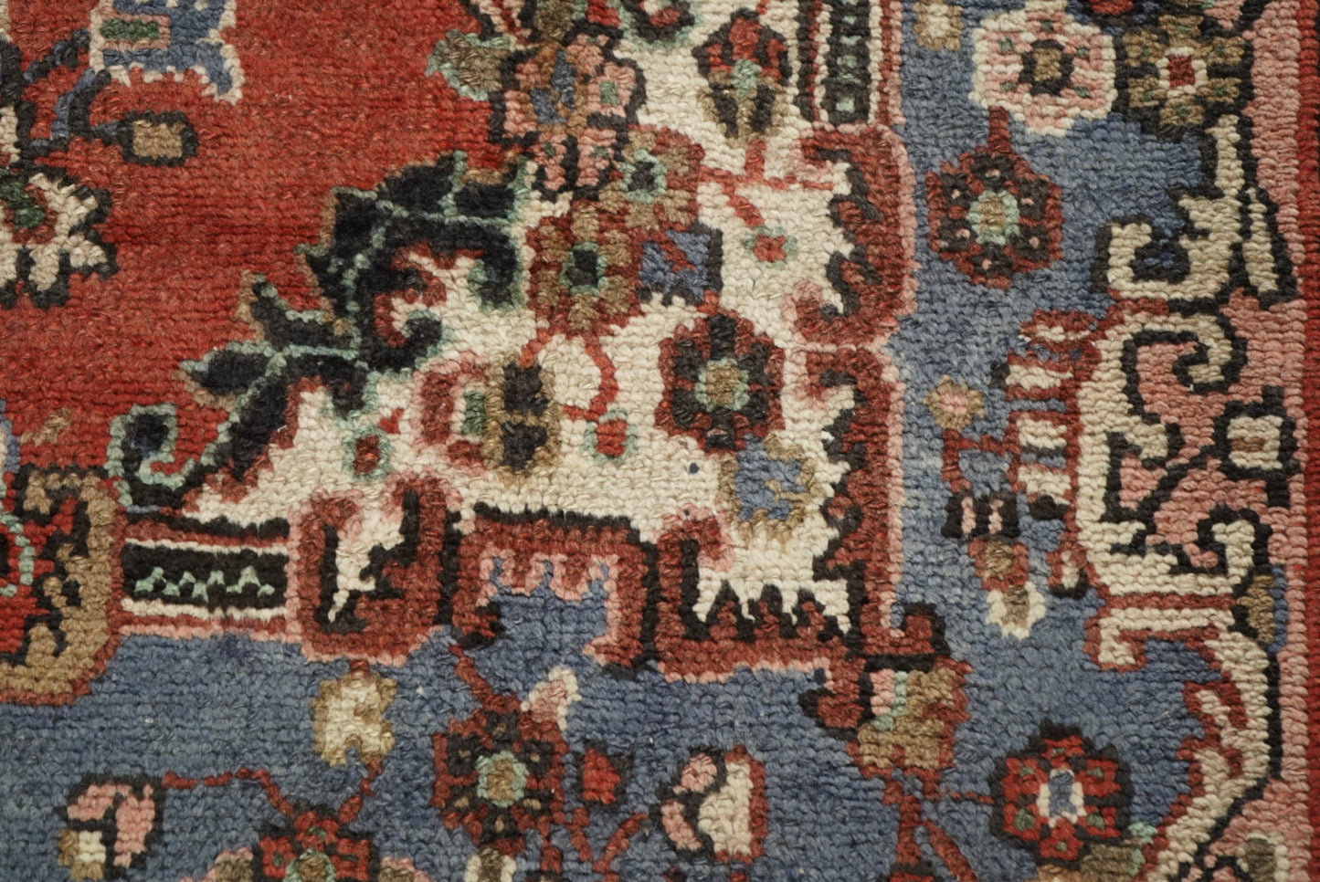 Vintage Persian Bibikabad Red Wool Floral Medallion Rug | Handmade | 295 x 217 cm