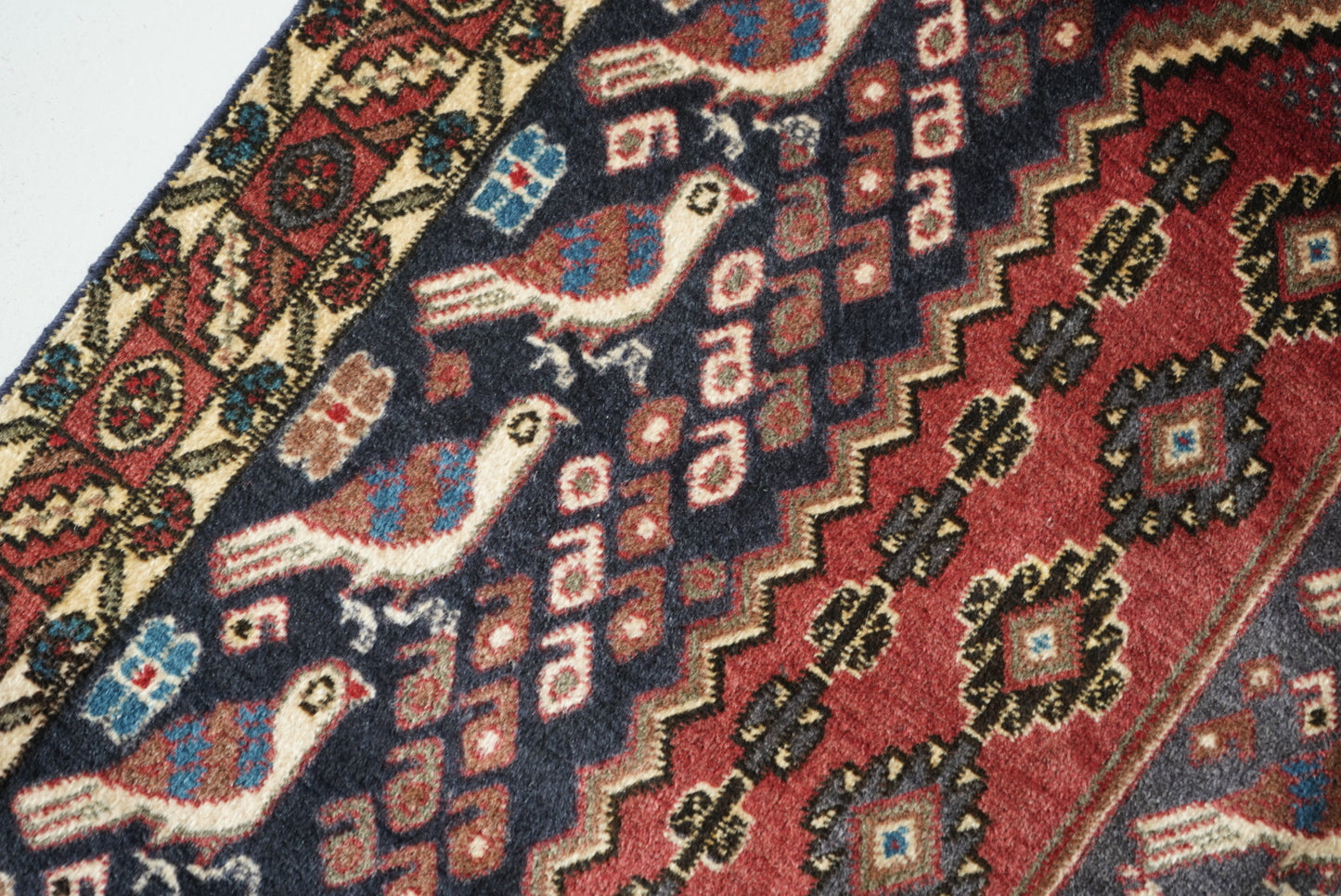 Vintage Persian Sirjan Red Wool Geometric Rug | Handmade | 220 x 160 cm