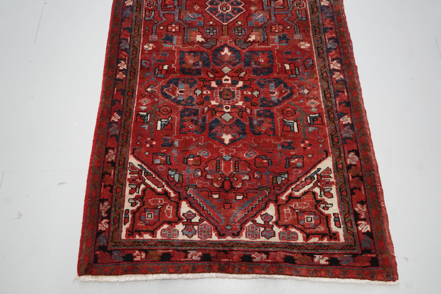 Vintage Persian Ahar Red Wool Runner Rug | Handmade | 340 x 110 cm