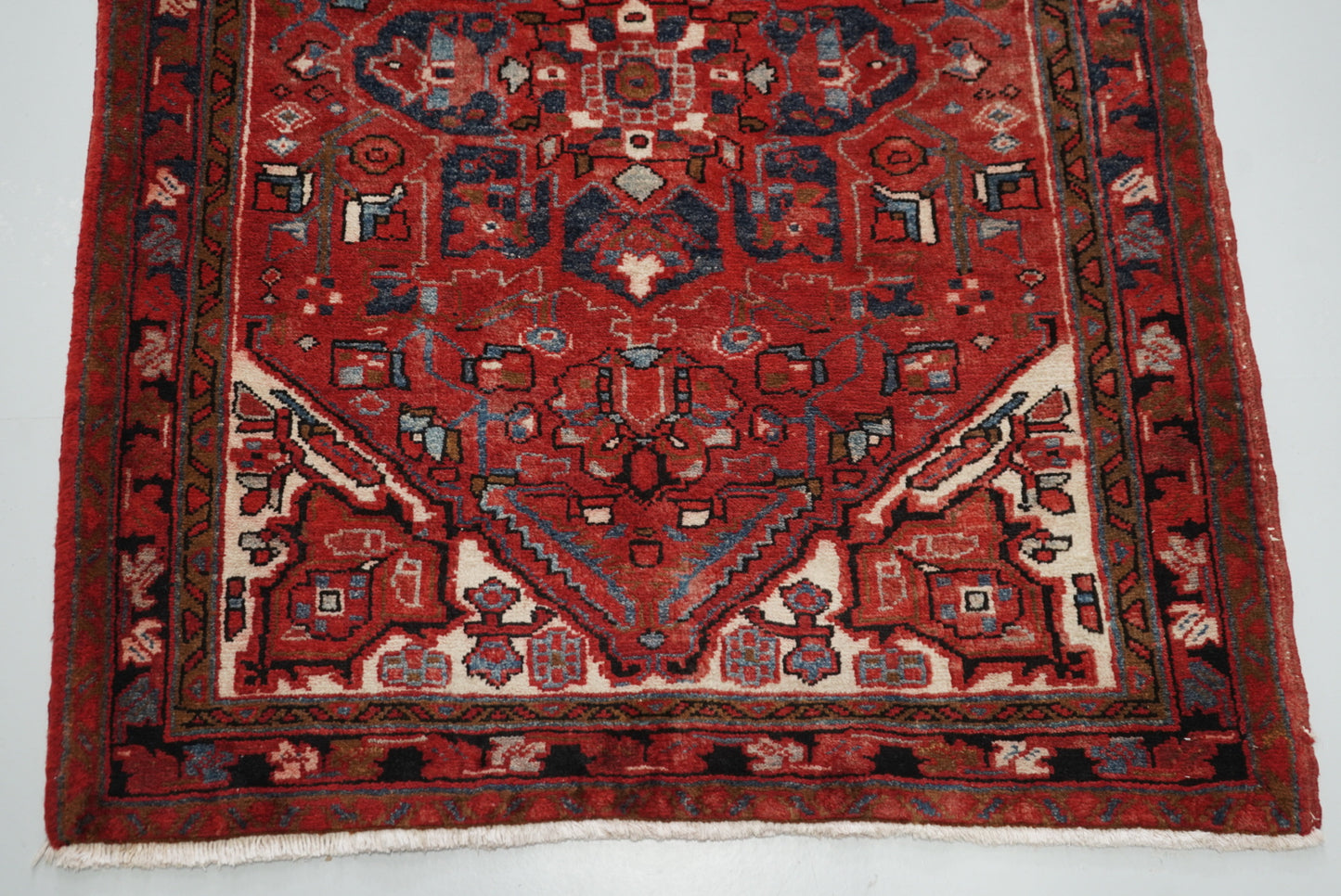 Vintage Persian Ahar Red Wool Runner Rug | Handmade | 340 x 110 cm