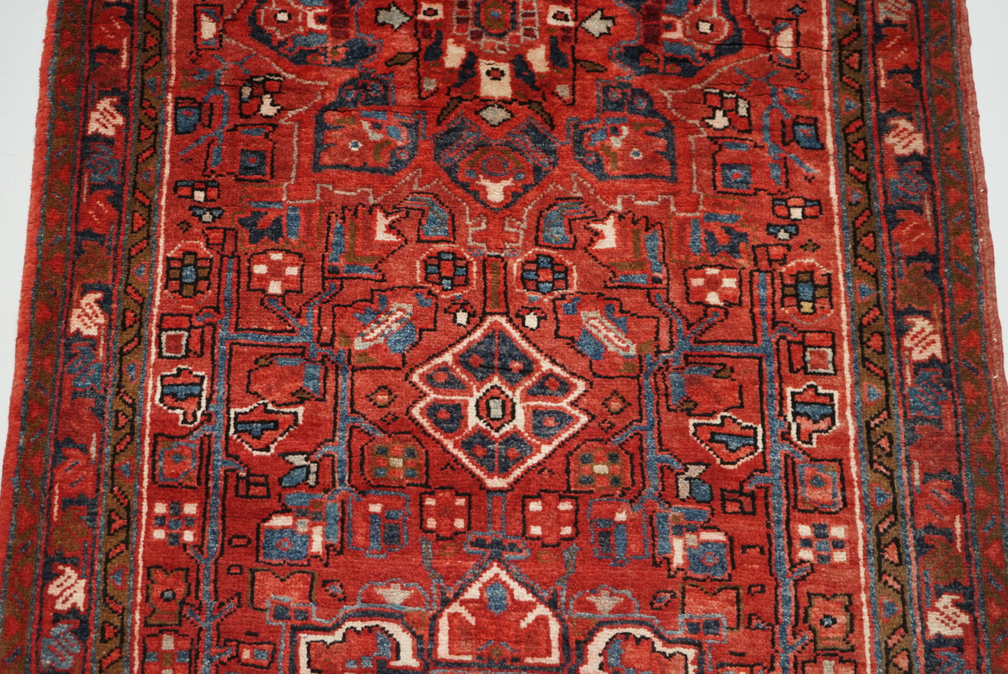 Vintage Persian Ahar Red Wool Runner Rug | Handmade | 340 x 110 cm