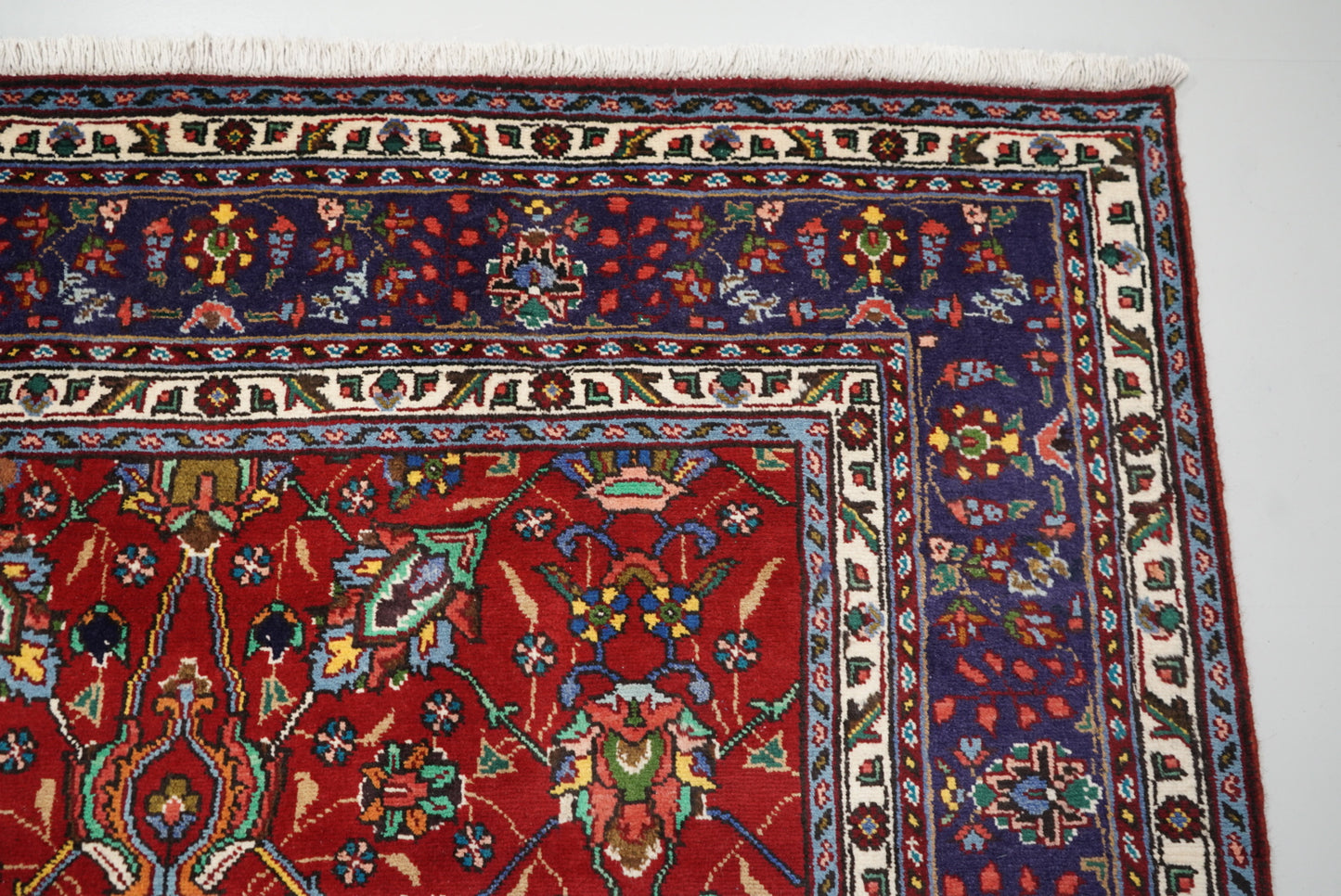 Vintage Handmade Wool Oriental Rug Large Red Floral Carpet 297 x 209 cm