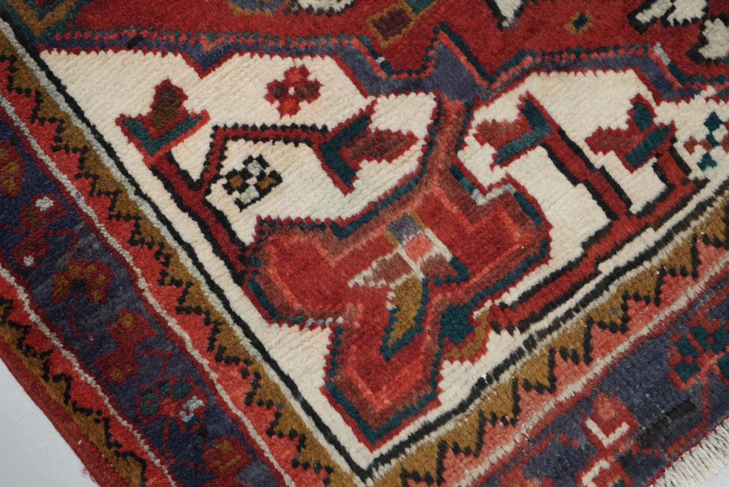 Vintage Persian Ahar Red Wool Geometric Runner Rug | Handmade | 324 x 100 cm