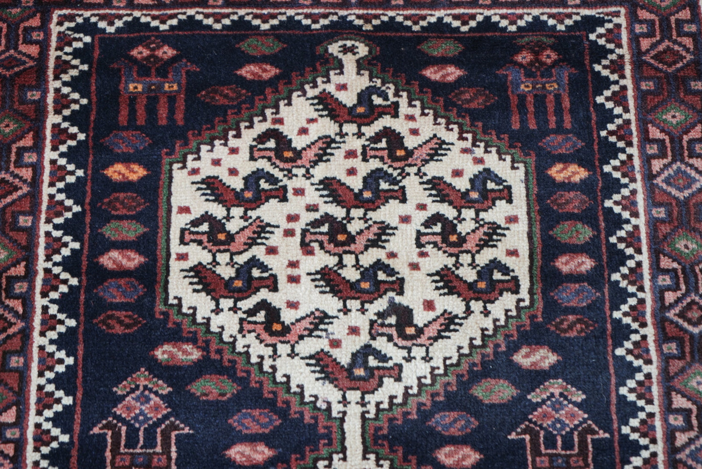 Persian Hamadan Navy Wool Geometric Rug | Handmade | 148 x 101 cm