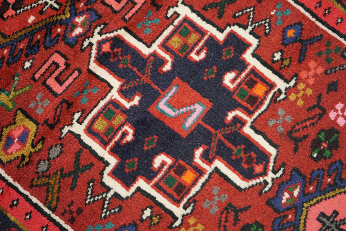 Vintage Persian Karaja Red Wool Runner Rug | Handmade | 320 x 80 cm